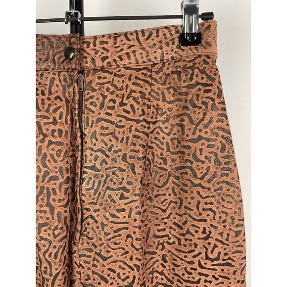 Vintage G-III Global Identity Brown Animal Print Leather Pencil Skirt Size 3/4 - Picture 3 of 9
